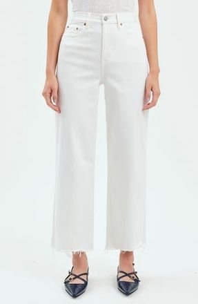 Daze Sundaze Raw Hem Crop Straight Leg Jeans in Swan at Nordstrom Rack, Size 32
