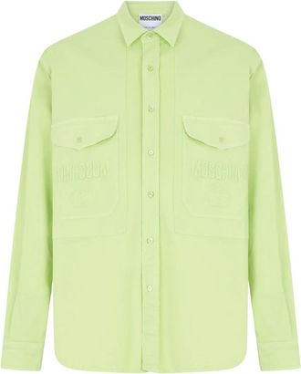 Moschino Klassiek Overhemd met Kraag - Heren - Casual Overhemden - Groen - XL - Katoen - Overhemden