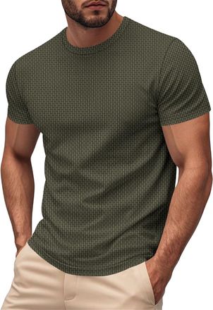 Generic Quick Dry T Shirt Mens UK Short Sleeve Crew Neck Casual Plain Tees Shirts Muscle Fit Running Active Wear Gym T-Shirts (Green, L)