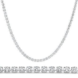 Pompeii3 Platinum 15 3/4Ct Diamond Tennis Necklace Lab Grown 17 Size: Medium