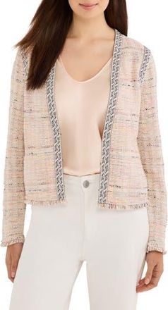 Nic+Zoe Fringe Trim Cotton Blend Jacket in Orange Multi at Nordstrom Rack, Size Xx-Large