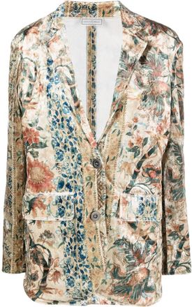 Pierre-Louis Mascia floral-print single-breasted blazer - unisex - Polyester/Spandex/Elastane - S - Neutrals