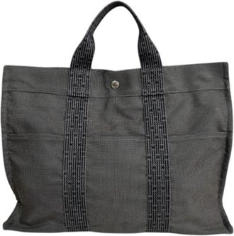 Herm&egrave;s Gray Canvas Tote Bag (Pre-Owned)