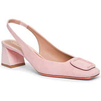 Santoni Womens Suede Mid-Heel Slingback in Pink at Nordstrom, Size 9.5