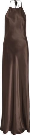 Reformation Jeany Halterneck Silk Maxi Dress - Brown - S (UK8-10 / S)