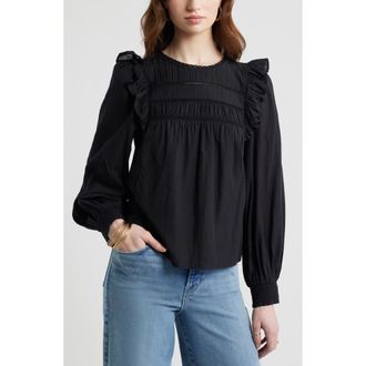 Treasure & Bond Ladder Cutout Cotton Top in Black at Nordstrom, Size Xx-Large