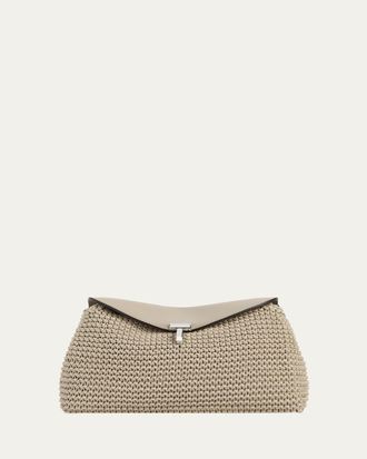 Toteme T-Lock Woven Leather Clutch Bag