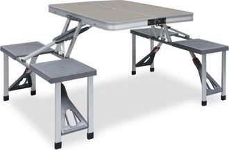 vidaXL Vidaxl - Mesa De Camping Plegable Con 4 Asientos Acero Aluminio