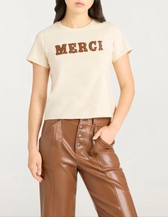 Cinq &agrave; Sept Leather Merci Tee In Beige