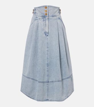 Zimmermann Wandlerlust denim midi skirt