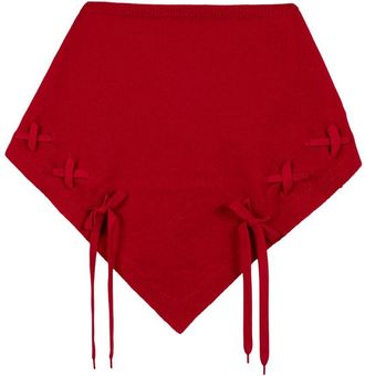 Simone Rocha Womens Merino Neckerchief Scarf Wool Red Accessories