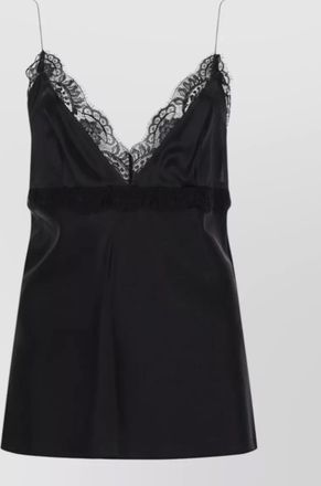 Nina Ricci v neck top spaghetti straps satin lace