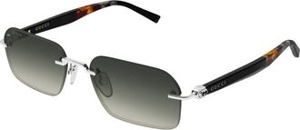 Gucci Emblem Zonnebril - Heren - Zonnebrillen - Grijs - 55 MM - Nylon - Accessoires