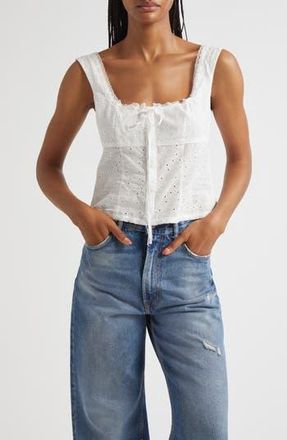 Staud Lou Lace Tank in White Eyelet at Nordstrom Rack, Size 12