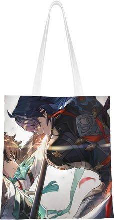 Generic 40.6 X 38.0 cm Canvas Totes Hand Shopping Bag With Honkai Star Rail All Roles Print Impression For Daily Shopping Shoulder Bag