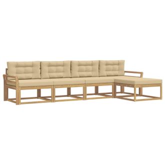 vidaXL Conjunto De Sof&aacute;s De Exterior Con Coj&iacute;n 4 Pcs Y Beige Poli&eacute;ster Vidaxl