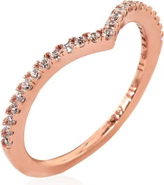 Pandora Sparkling Wishbone 14k Rose Gold Plated Ring, Size 48