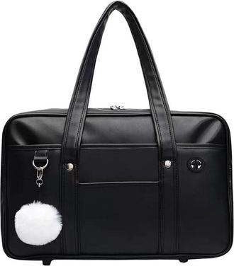 Generic Japanese Casual PU Shoulder Bag Stylish Japanese Tote Bag for Cosplay (Black)