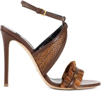 Elisabetta Franchi logo-detail sandals - women - Calf Leather/Calf Leather/Polyamide/Nappa Leather - 37 - Brown