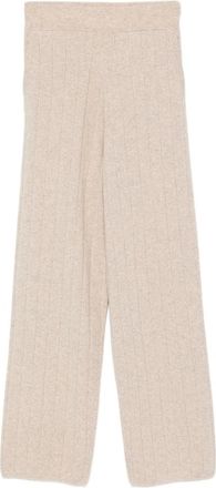 Max Mara Broeken, Dames, Beige, XS, Beige Ribgebreide Wijde Broek