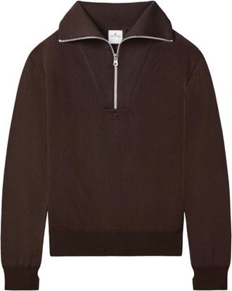 Courr&egrave;ges Brown Merino Wool Sweater