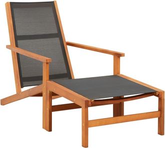 vidaXL Vidaxl - Silla De Jard&iacute;n Con Reposapi&eacute;s Madera De Eucalipto Y Textilene