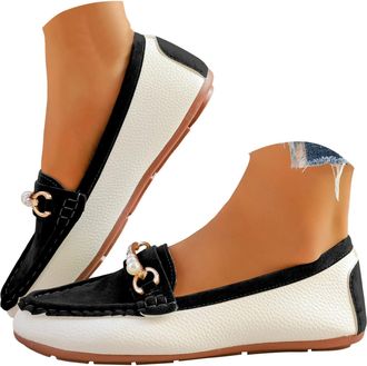 Generic Loafers Shoes for Women,Orthopedic Shoes for Women,Ladies Casual Slip On Leather Loafer Comfort Low Top Leather Lightweight Round Toe Business Work Lo