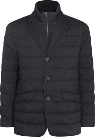 Herno Zwarte Donsjas met Hoge Kraag - Heren - Winterjassen - Zwart - M - Jassen