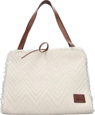 Missoni Tas van zigzagstof en leer - Dames - Schoudertassen - Wit - ONE Size - Leer - Tassen