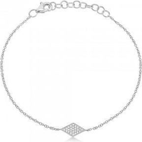Allurez Diamond Pave Diamond Shape Link Bracelet 14k White Gold (0.06ct)