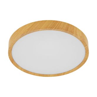 Loops Flush Ceiling Light Colour Natural Wood Look Shade White Plastic Bulb LED 33.5W