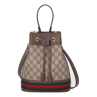 Gucci (WMNS) Gucci Ophidia Logo Stripe Webbing Canvas Drawstring handbag Small / Brown Classic 550621-96I3B-8745