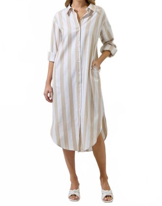 Sugarlips Jordy Stripe Dress In Tan-White