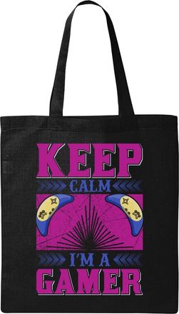 Generic Keep Calm Im A G A M E R Natural Ecological Cotton Tote Bag Black