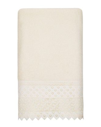 Linum Home Textiles 100% Turkish Cotton Aiden White Lace Embellished Bath Towel