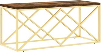 vidaXL Mesa De Centro Acero Inoxidable Y Madera Maciza Reciclada Vidaxl