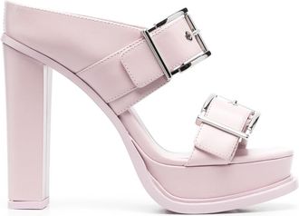 Alexander McQueen 120mm leather platform mules - women - Calf Leather/Calf Leather/Calf Leather - 38.5 - Pink