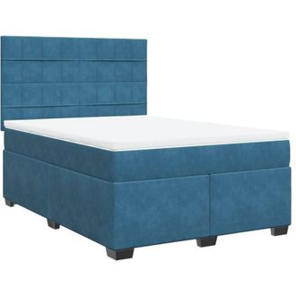 vidaXL Cama Box Spring Con Colch&oacute;n Terciopelo Azul 160x200 Cm Vidaxl