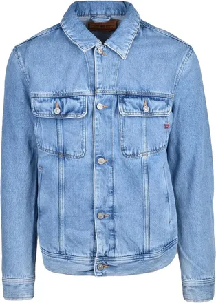 Diesel Light Blue Cotton Denim Jacket with Structured Collar