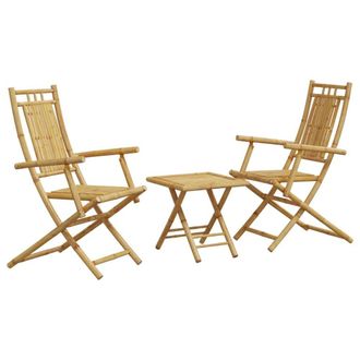 Berkfield Home 3 Piece Bistro Set Bamboo in Tan