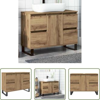 vidaXL Mobile lavabo - Mobiletto da Bagno Rovere Artigianale 80x33x60 cm in Truciolato