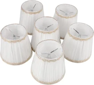 OEM Pantalla Para L&aacute;mpara De Ara&ntilde;a, Solo Para Bombillas Tipo Vela, Pantalla Con Soporte De Pinza, Juego De 6, Blanca