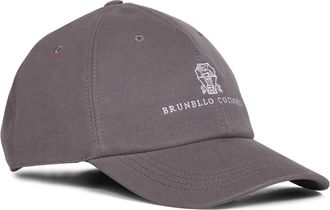 Brunello Cucinelli Hats & Caps, male, Brown, M, Logo Embroidery Baseball Cap