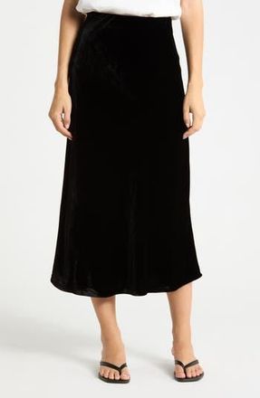 Faherty Stretch Velvet Midi Skirt in Black at Nordstrom Rack, Size Small