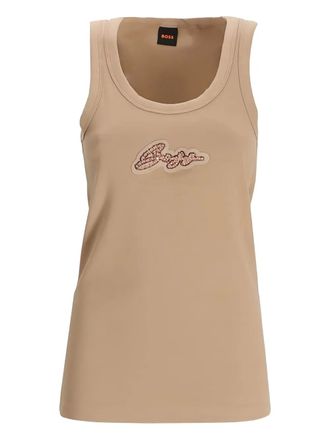 BOSS logo-embroidered tank top - Neutrals