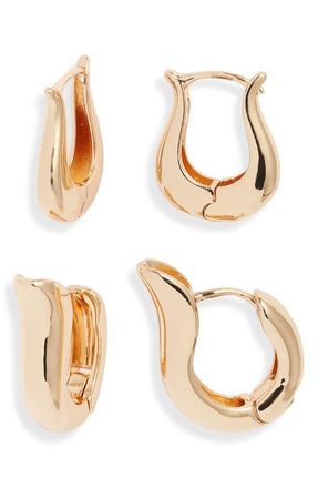 Open Edit Set of 2 Tulip Hoop Earrings in Gold at Nordstrom