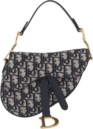 Dior Saddle Oblique Canvas Navy Canvas Handbag (Pre-Owned)