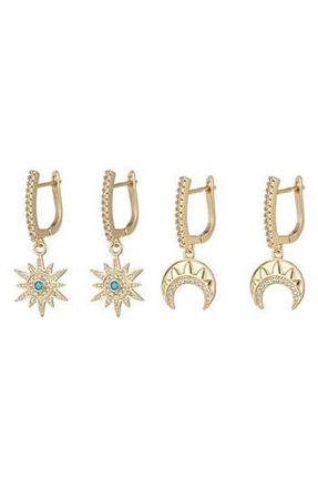 Eye Candy Los Angeles Jade 2-Piece Huggie Hoop Set in Gold at Nordstrom Rack