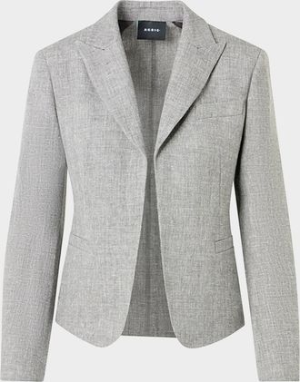 Akris Deneuve Linen & Virgin Wool Open-Front Jacket