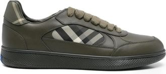 Burberry Check-panel Sneakers - Heren - Sneakers - Groen - 41 EU - Leer - Schoenen